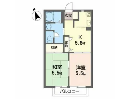 メゾン沢田(2K/2階)の間取り写真