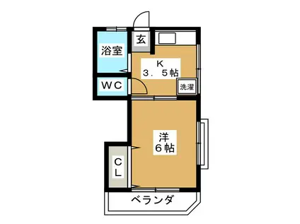 第2西馬込ハイツ(1K/3階)の間取り写真