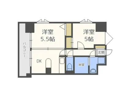 フレックス21博多II(2DK/7階)の間取り写真