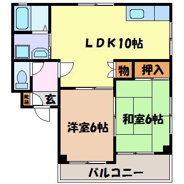 サンライフ千種(2LDK/3階)の間取り写真
