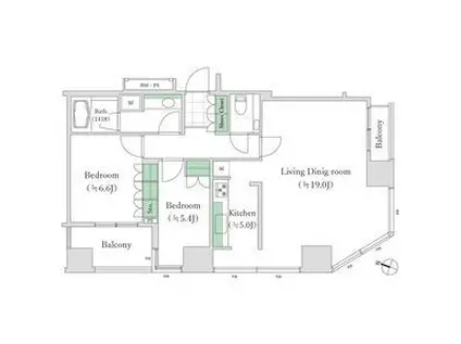 シティタワー新宿新都心(2LDK/28階)の間取り写真