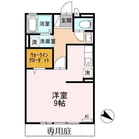 ルシェルコート(ワンルーム/1階)の間取り写真