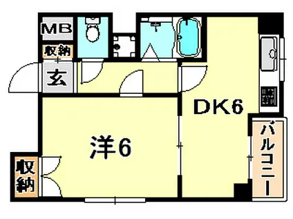 ハーバーウエスト神戸(1DK/5階)の間取り写真