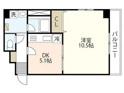 アンフィニ河原町(1DK/9階)の間取り写真