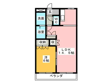 クローバーグリーンV(1LDK/2階)の間取り写真