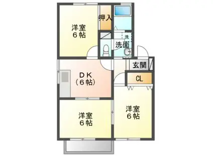 アドバンスI(3DK/2階)の間取り写真