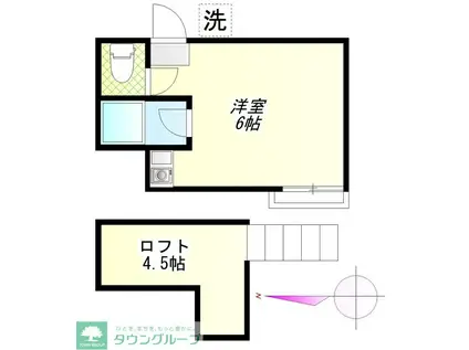 ハマコート(ワンルーム/2階)の間取り写真