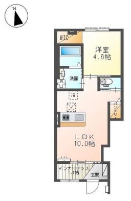 ラクードシャB(1LDK/1階)の間取り写真