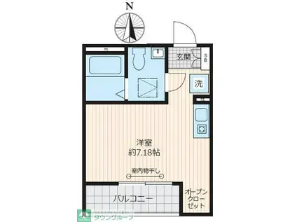 ブルームコート谷塚(ワンルーム/2階)の間取り写真