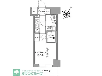 コンフォリア・リヴ横浜阪東橋(1K/4階)の間取り写真