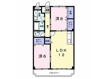 マンションチアフル(2LDK/4階)の間取り写真
