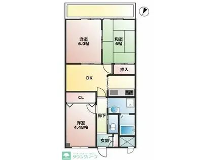 ピュアルワン(3DK/2階)の間取り写真