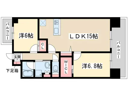 クレスティークアヤ(2LDK/8階)の間取り写真