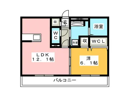 デーライトコート(1LDK/1階)の間取り写真