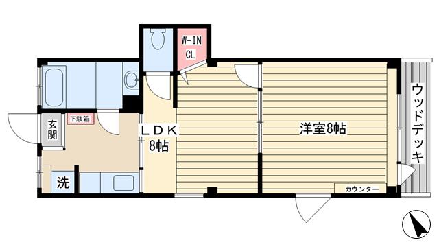マンション牧野(1LDK/1階)の間取り写真