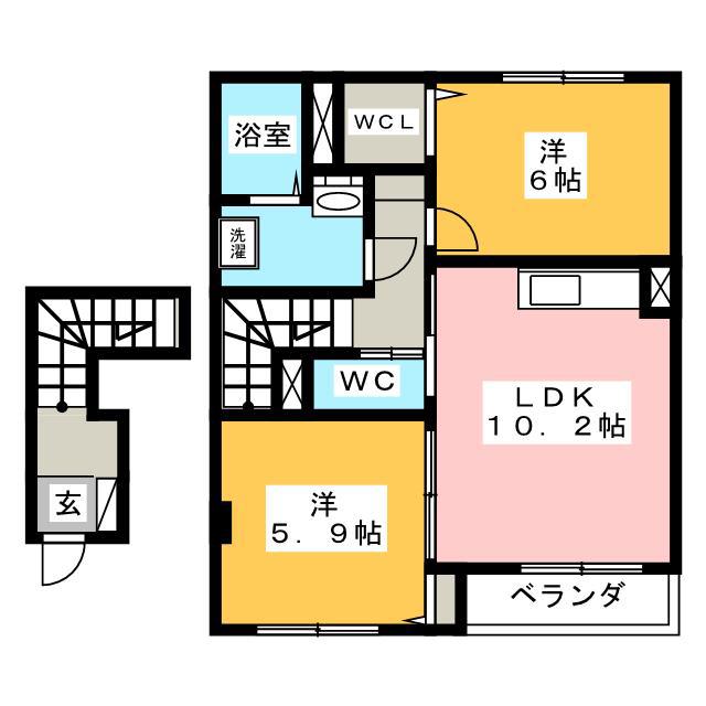 GRAND PURE(2LDK/2階)の間取り写真