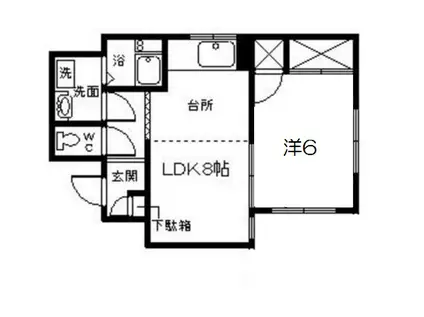 国分コーポ(1LDK/1階)の間取り写真