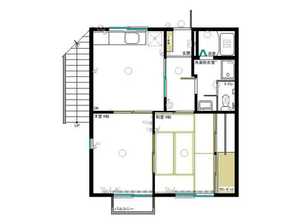 コーポハピネス(2DK/1階)の間取り写真