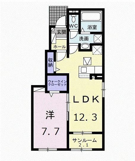 アトリオ(1LDK/1階)の間取り写真