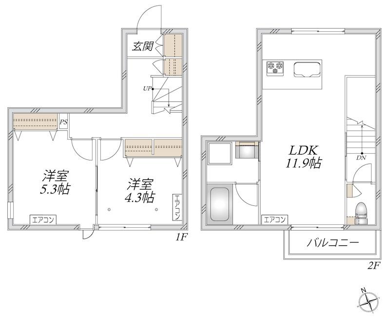 シャトーエミネンス(2LDK/1階)の間取り写真