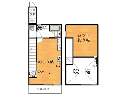 ハイバリー立川(ワンルーム/2階)の間取り写真