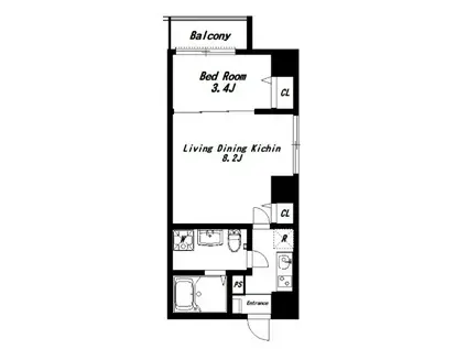 グレイスコート清澄白河(1LDK/3階)の間取り写真