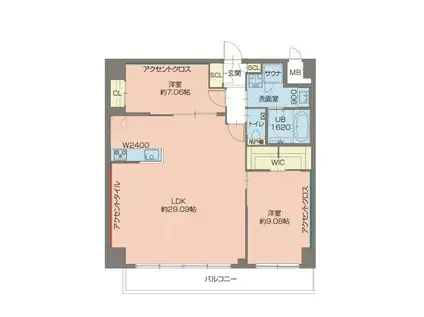 プレジオ西宮北口(2LDK/7階)の間取り写真