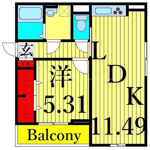 エクセリア南千住(1LDK/3階)の間取り写真