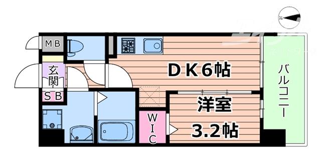 プレサンス東淀川駅前プロ―シェ(1DK/13階)の間取り写真