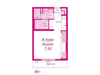 リブリ・宮前(1K/2階)の間取り写真