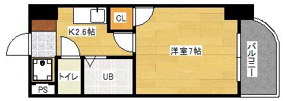 フォルム牛田新町(1K/6階)の間取り写真
