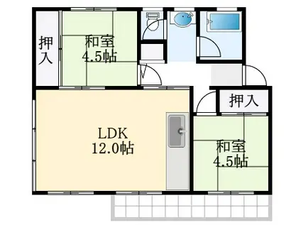 公団狭山37棟(2LDK/2階)の間取り写真