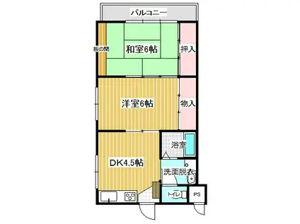 ハイツサンサン林(2DK/1階)の間取り写真