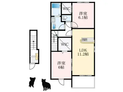 ジャン&TII(1LDK/2階)の間取り写真