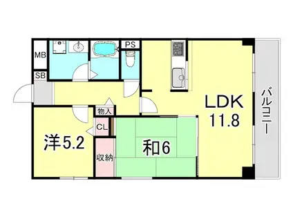 兵庫羽坂通パーク・ホームズ(2LDK/7階)の間取り写真