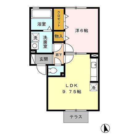 アイリスガーデン菰池C棟(1LDK/1階)の間取り写真