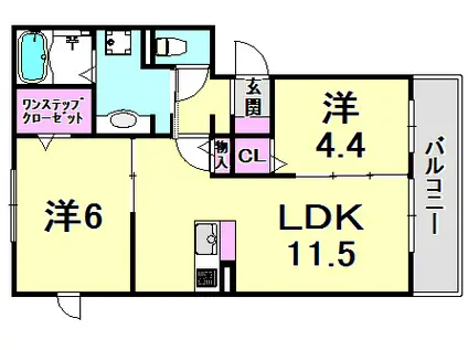 セジュール大森町(2LDK/1階)の間取り写真