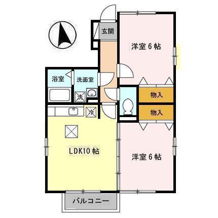 ブランシェコート C(2LDK/1階)の間取り写真