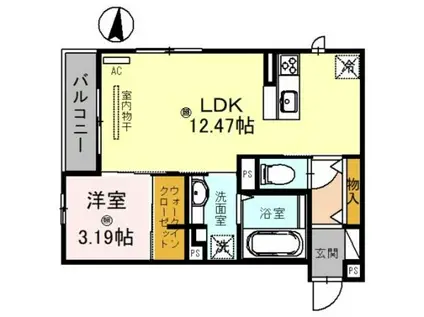 D-ROOM東公園(1LDK/3階)の間取り写真