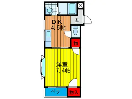 シャンテ北館(1DK/1階)の間取り写真