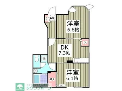 サンパティークB(2DK/1階)の間取り写真