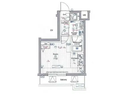 PREMIUM CUBE大森本町(ワンルーム/7階)の間取り写真