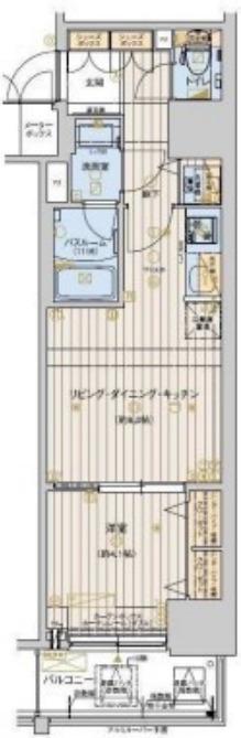 RISING MAISON 本町橋(1LDK/2階)の間取り写真