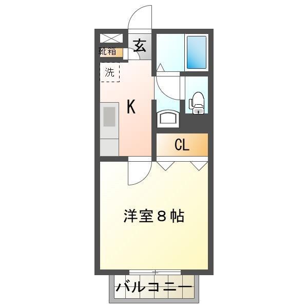 サンロイヤル白山浦(1K/2階)の間取り写真