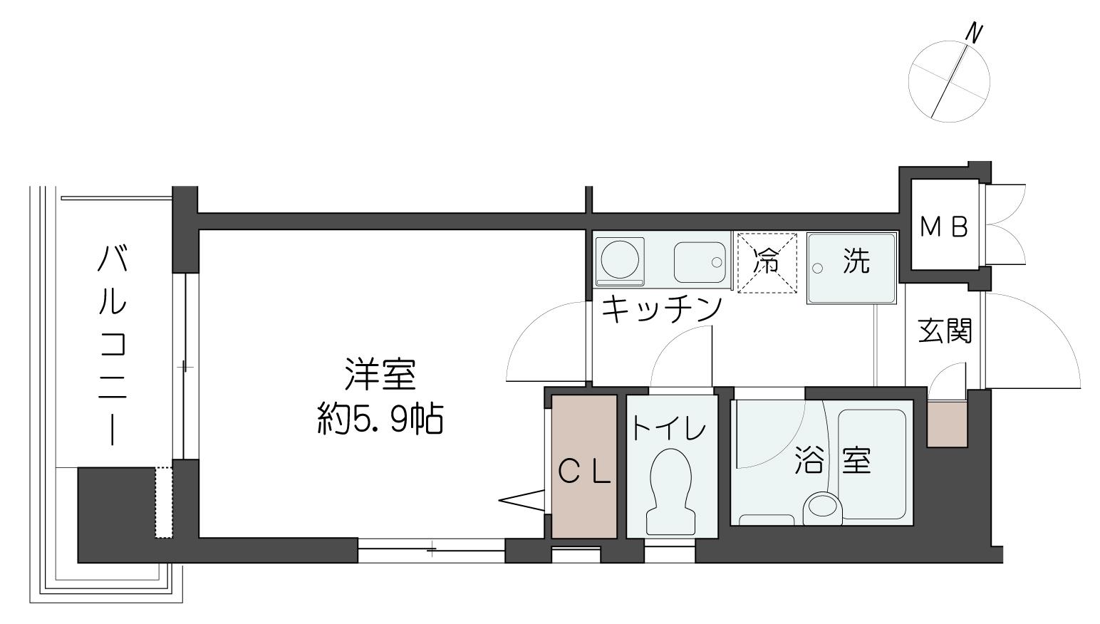 レジデンス篠原中町(1K/2階)の間取り写真