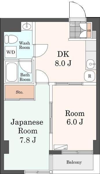 ノアール(2DK/2階)の間取り写真