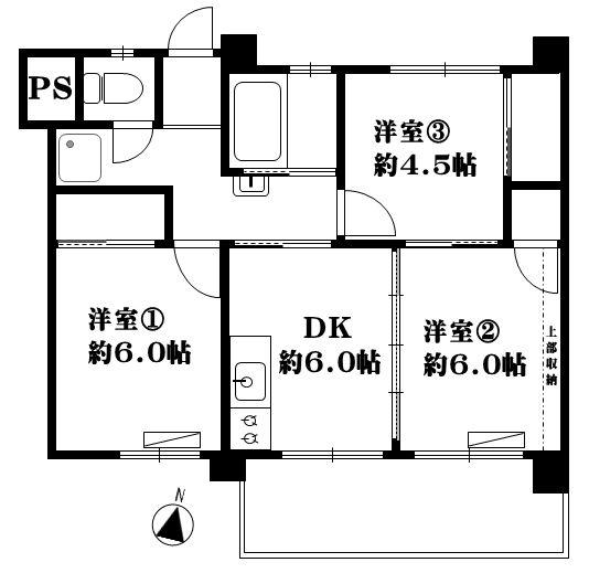 汐見台第二3502棟(3DK/2階)の間取り写真