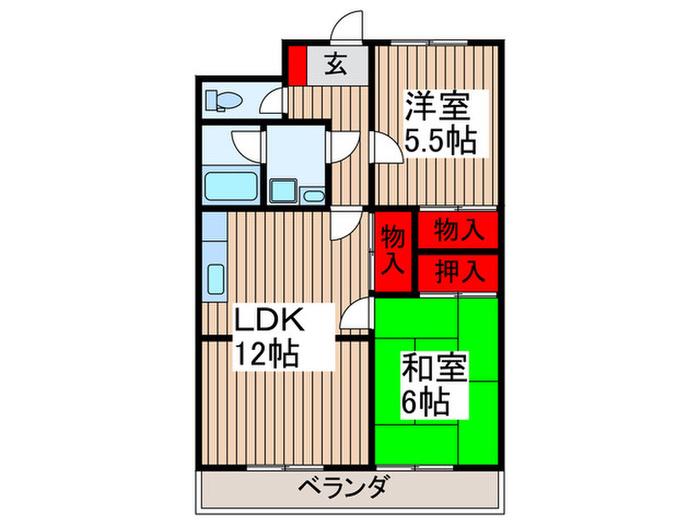 クレベールハイツ(2LDK/5階)の間取り写真