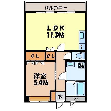 プランドール弐番館(1LDK/2階)の間取り写真
