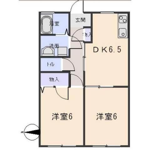 ニューシーズ福部池(2DK/2階)の間取り写真